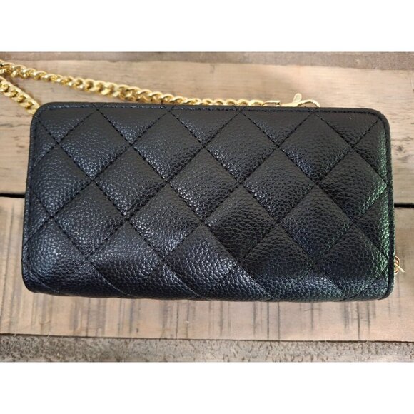 NWOT Daisy Fuentes Small Black Quilted Purse Wallet With Gold Chain - Picture 5 of 10